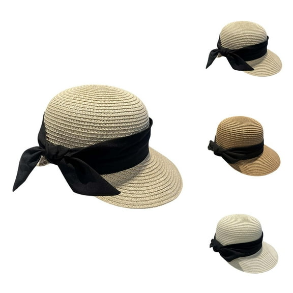 Floppy Straw Sun Hat for Women – Wide Brim Bowknot Ribbon Hat with UPF 50 , Foldable Packable Beach Hat for Travel, Gardening, Pool and Vacation