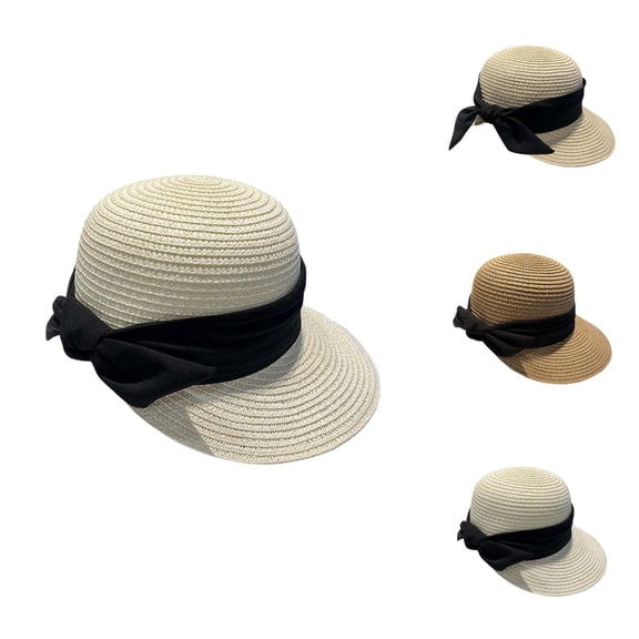 Floppy Straw Sun Hat for Women – Wide Brim Bowknot Ribbon Hat with UPF 50 , Foldable Packable Beach Hat for Travel, Gardening, Pool and Vacation