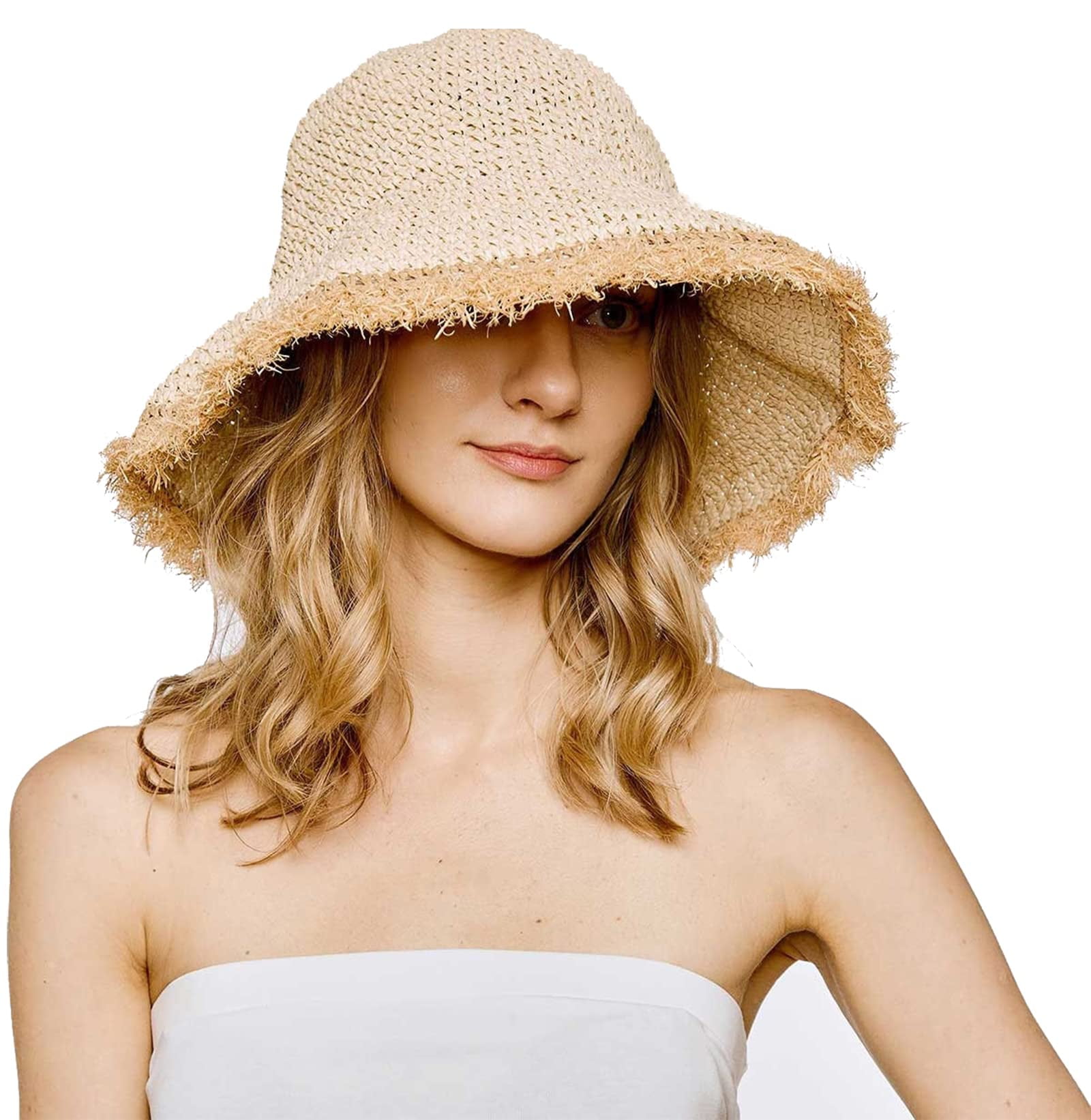 Multicolor Floral Crochet Straw Sun Hat Foldable Packable Wide Brim Bucket Hat Summer Beach Hat For Women (US, Alpha, One Size, Blue) At Women's Clothing Store