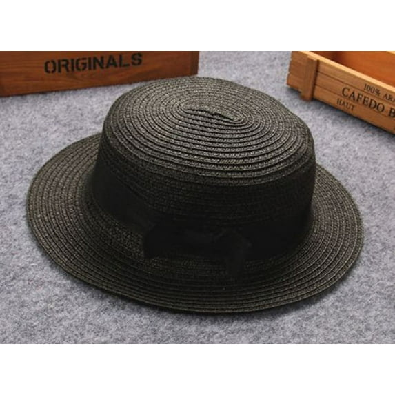 Floppy Sun Hat Women Wide Brim Straw Hat with Bow Beach Wedding Hat , Hontri Baby Bowknot Children Breathable Ha Kids Hat Boy (X04-Black)