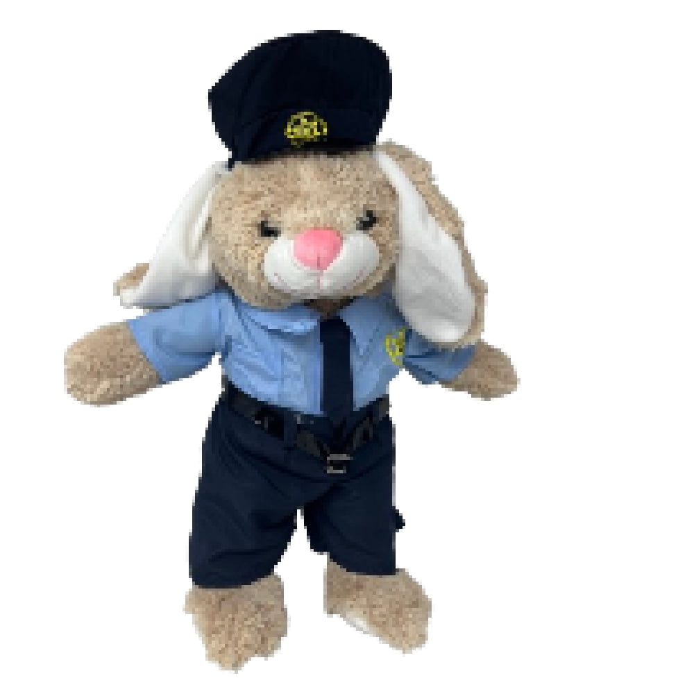 Flopsy The Bunny with Police Uniform 16 Inch Fluffy Bunny Rabbit