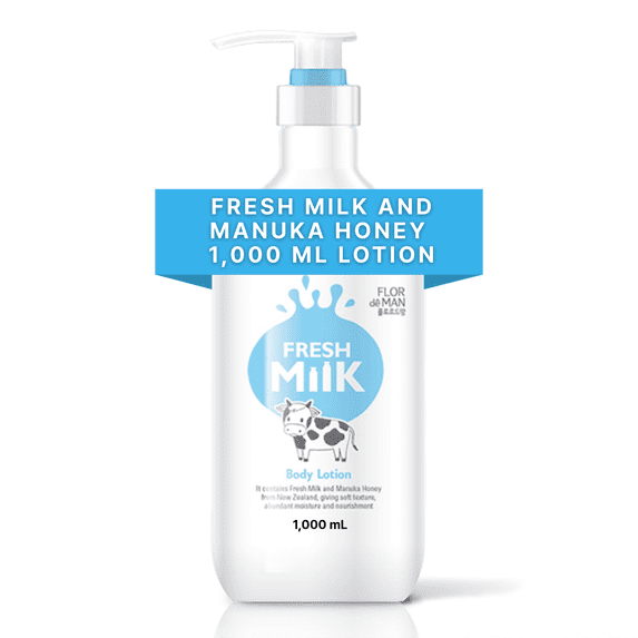 Flor de Man Fresh Milk Body Lotion with Milk Protein, Coconut Oil & Manuka Honey – Nourishing, Moisturizing Lotion for All Ages, Daily Hydration