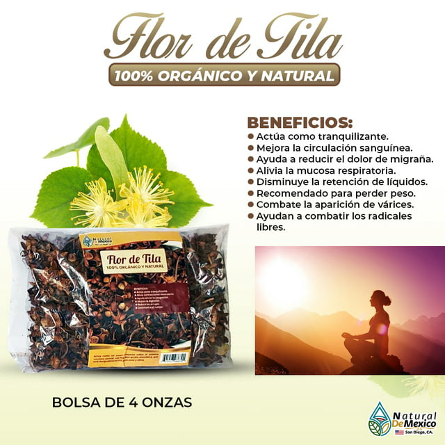 Flor de Tila Herb Tea 4 oz. 113gr. Tila Linden Flower by Natural de Mexico