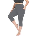 thumbnail image 1 of FlorCurve Plus Size Capri Leggings for Women with Pockets High-Waist Tummy Control Cropped Pants Stretch Athletic Leggings, Gray 3XL, 1 of 6