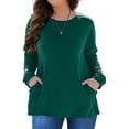 thumbnail image 1 of FlorCurve Plus Size Sweatshirts for Women Long Sleeve Tunic Tops Casual Blouse with Pockets, Green XL, 1 of 7