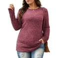 thumbnail image 1 of FlorCurve Plus Size Sweater for Women Long Sleeve Crew Neck Pullover Sweaters Casual Tunic Tops, Burgundy 2XL, 1 of 7