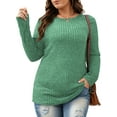 thumbnail image 1 of FlorCurve Plus Size Sweater for Women Long Sleeve Crew Neck Pullover Sweaters Casual Tunic Tops, Green 4XL, 1 of 7