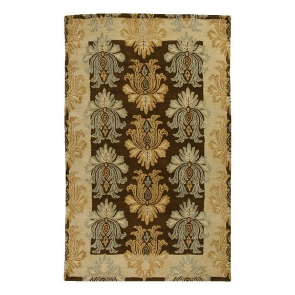 Flora 04 5X8 Mocha Brown Handtufted Wool Area Rug