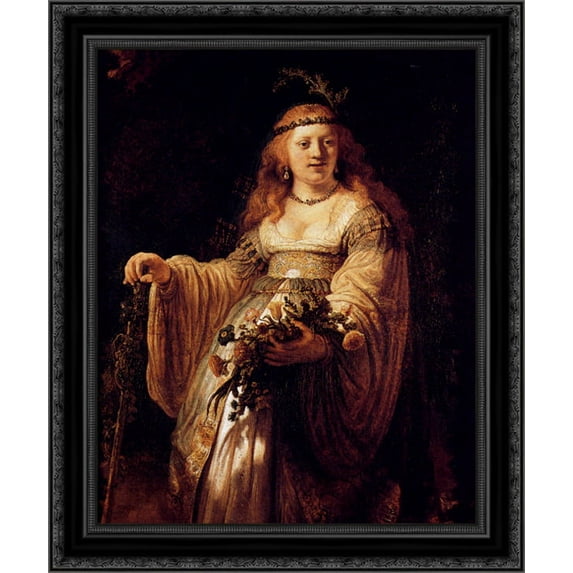 Flora 20x23 Black Ornate Wood Framed Canvas Art by Rembrandt