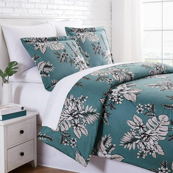 Southshore Fine Living, Inc. 100% Cotton Duvet Cover Set Twin XL, Floral Comforter, Floral Green
