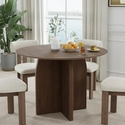 Flora 42" Soild Wood Dining Table Round Kitchen Table, Walnut