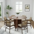 thumbnail image 1 of Flora 52" Soild Wood Dining Table Round Kitchen Table, Walnut, 1 of 9