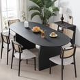 thumbnail image 1 of Flora 67"x33.5" Soild Wood Dining Table Oval Kitchen Table, Black, 1 of 9