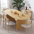 Flora 67"x33.5" Soild Wood Dining Table Oval Kitchen Table, Oak