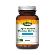 Flora Urgent Support Digestive Enzymes - Digestion Support Supplement - Aids Bloating & Nutrient Absorption - Features 9 Enzymes - Gluten-Free & Non-GMO - 60 Vegetarian Capsules