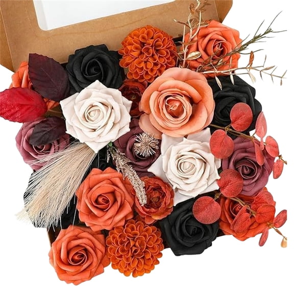 Flora Artificial Flowers Combo Box Set Faux Flowers Bulk Flower Leaf with Stems Arrangements for DIY Wedding Bouquets Party Table Centerpieces Home Decorations Indoor Outdoor