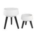 thumbnail image 1 of Flora Bunda 15 Inch & 11.5 Inch Fiberglass Pot on Legs Mid Century,Ivory White,Set of 2, 1 of 5