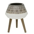 thumbnail image 1 of Mid-Century 18 In. Fiberglass Pot With Wood Stand Planter, 1 of 3