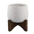thumbnail image 1 of Flora Bunda 3.5 Inch Indian Ceramic on Stand Mid Century,Matte White 3.5", 1 of 5