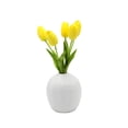 thumbnail image 1 of Flora Bunda Artificial Flowers Real Touch Yellow Tulips in 5 in H Ceramic Vase, 11.25 in H include. Matte White Vase, Potted Fake Tulips for Wedding Centerpiece Office Home Decorations (Vase Included), 1 of 3