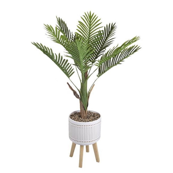 Flora Bunda CS2755-WH 4 ft. Areca Palm Planter on Wood Stand, White