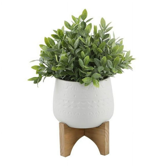 Flora Bunda CS4595E-MTWH 15' Tea-leaf in 7.87' Mayan Ceramic on Stand