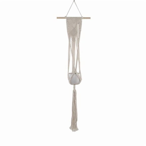 Flora Bunda CT1090E-MTWH 33' H hanging macrame with 4' Ceramic pot,Matte White