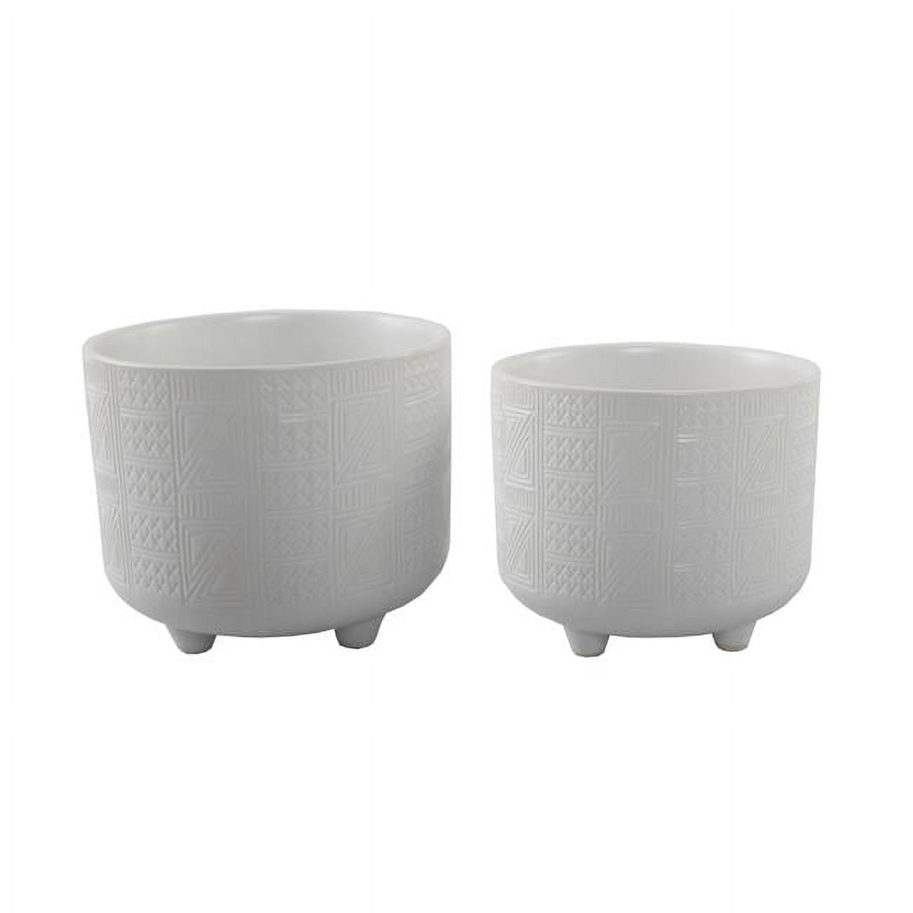 Matte White Ceramic Hiero Footed Indoor Planter Set of 2