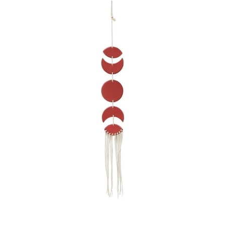 Flora Bunda CT1585E-RD 24' Ceramic Moon phases with tassel Wind Chime