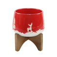 thumbnail image 1 of Flora Bunda CT881E-RD 6 Ceramic XMAS Planter on Wood Stand,Red, 1 of 5