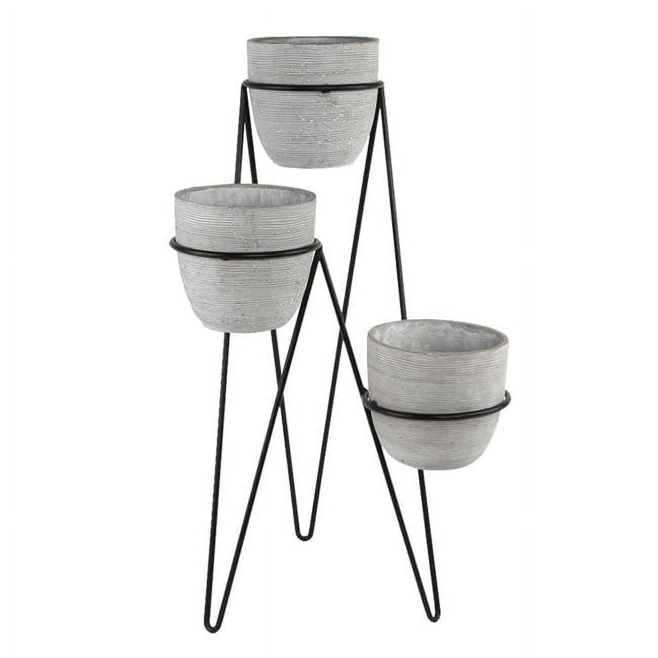 Flora Bunda EM1749E-GY 26' Tall 3-TIER LAVA Grey CEMENT POTS