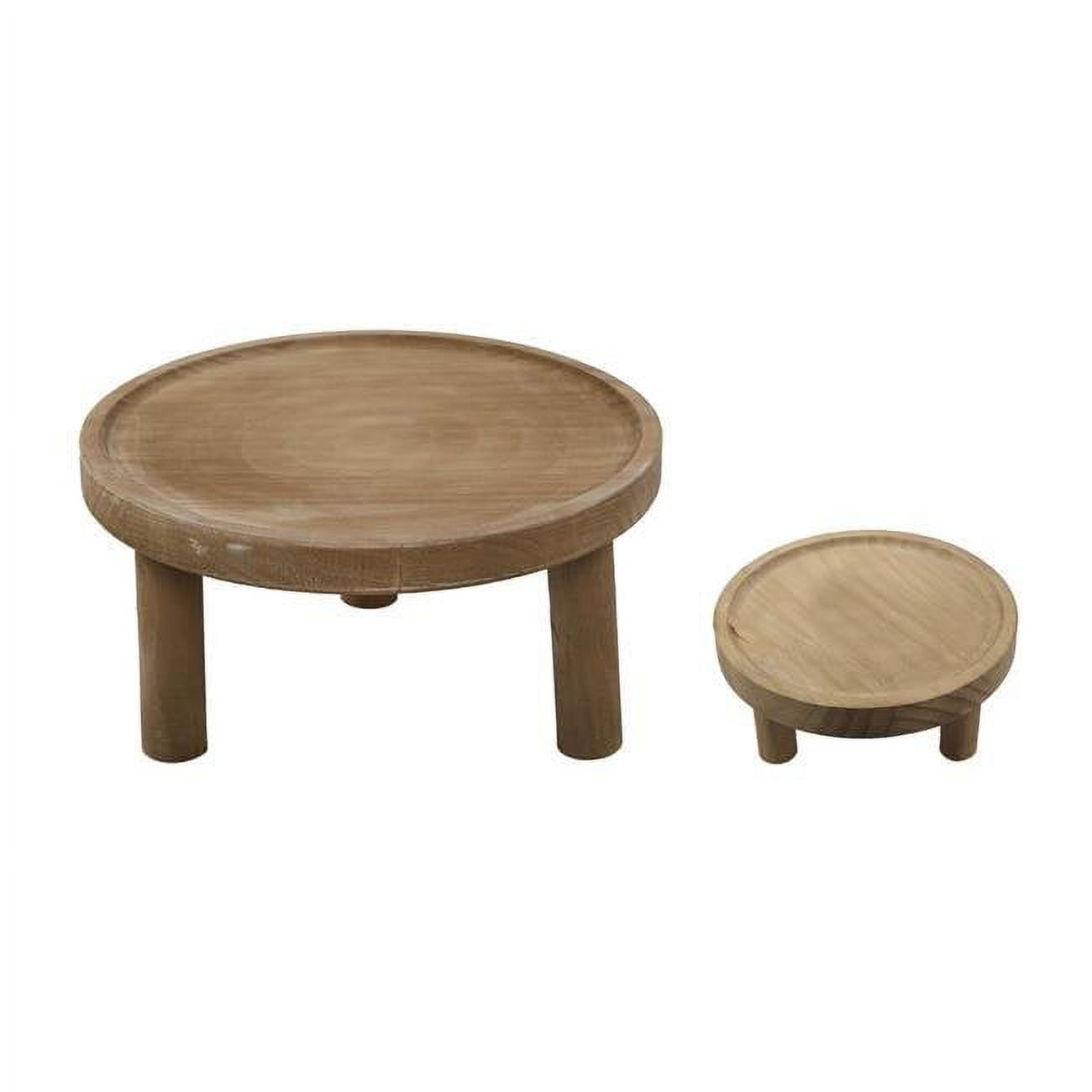 Rustic Dark Brown Wood Plant Stands - Set of 2