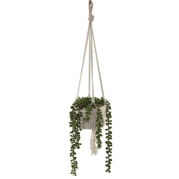 Flora Bunda Faux String of Pearl in 4" Macrame Hanging Ceramic Planter Donkey Tails Lover's Tear