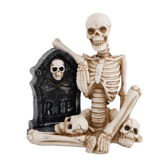 Flora Bunda HW2638E Skeleton & Tombstone w/ Color Changing LED Lights, Ployresin FT-2638E
