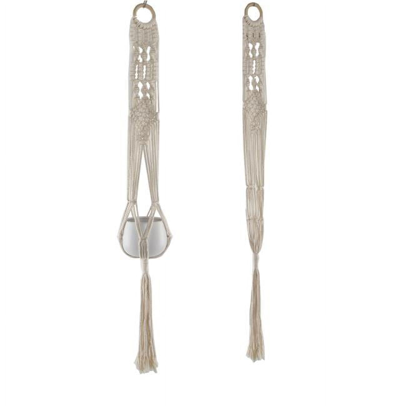 Handcrafted White Rope Macrame Plant Hanger, 40 Inches