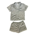 thumbnail image 1 of Flora By Flora Nikrooz Women's Satin Notch Collar Short Sleeve & Shorts PJ Set (Grey Floral, M), 1 of 1