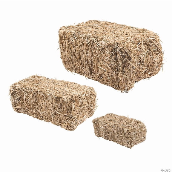 Flora Craft Decorative Straw Hay Bale Assortment - 3 Pieces
