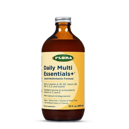 Flora - Daily Multi Essentials+, Liquid Multivitamin Formula, 13 Essential Vitamins & Minerals, 15 Fl Oz