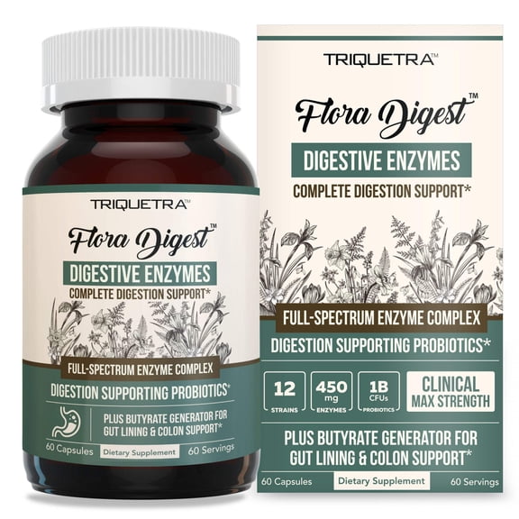 Triquetra Health Flora Digest Digestive Enzymes Plus Probiotics