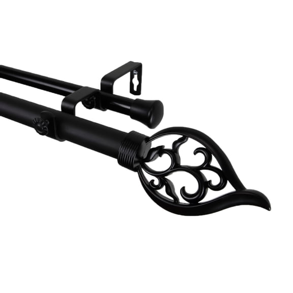 Flora Double Curtain Rod 66-120 inch - Black