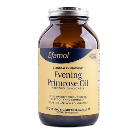 Efamol Evening Primrose Oil, Providing 108 Mg GLA, Clinically Proven, Helps Improve Skin Moisture, Elasticity and Firmness, Reduce Skin Roughness, Naturally Rich in GLA 180 x 1000 Mg Softgel Capsules