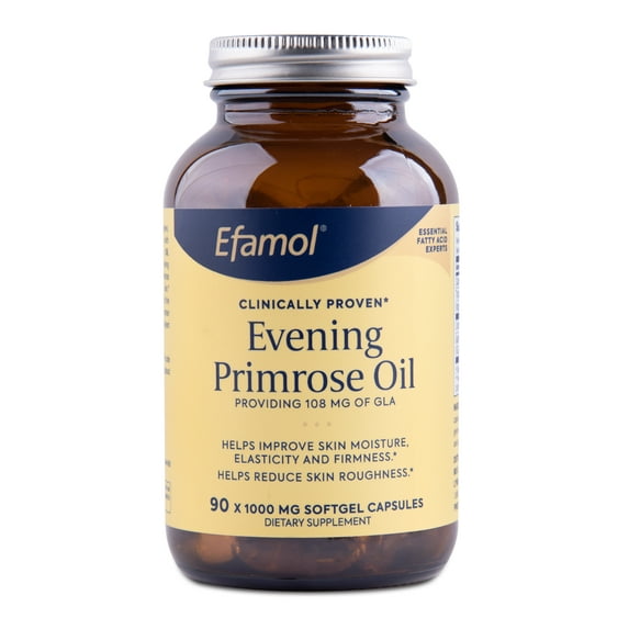 Efamol Evening Primrose Oil, Providing 108 Mg GLA, Clinically Proven, Helps Improve Skin Moisture, Elasticity and Firmness, Reduce Skin Roughness, Naturally Rich in GLA 90 x 1000 Mg Softgel Capsules