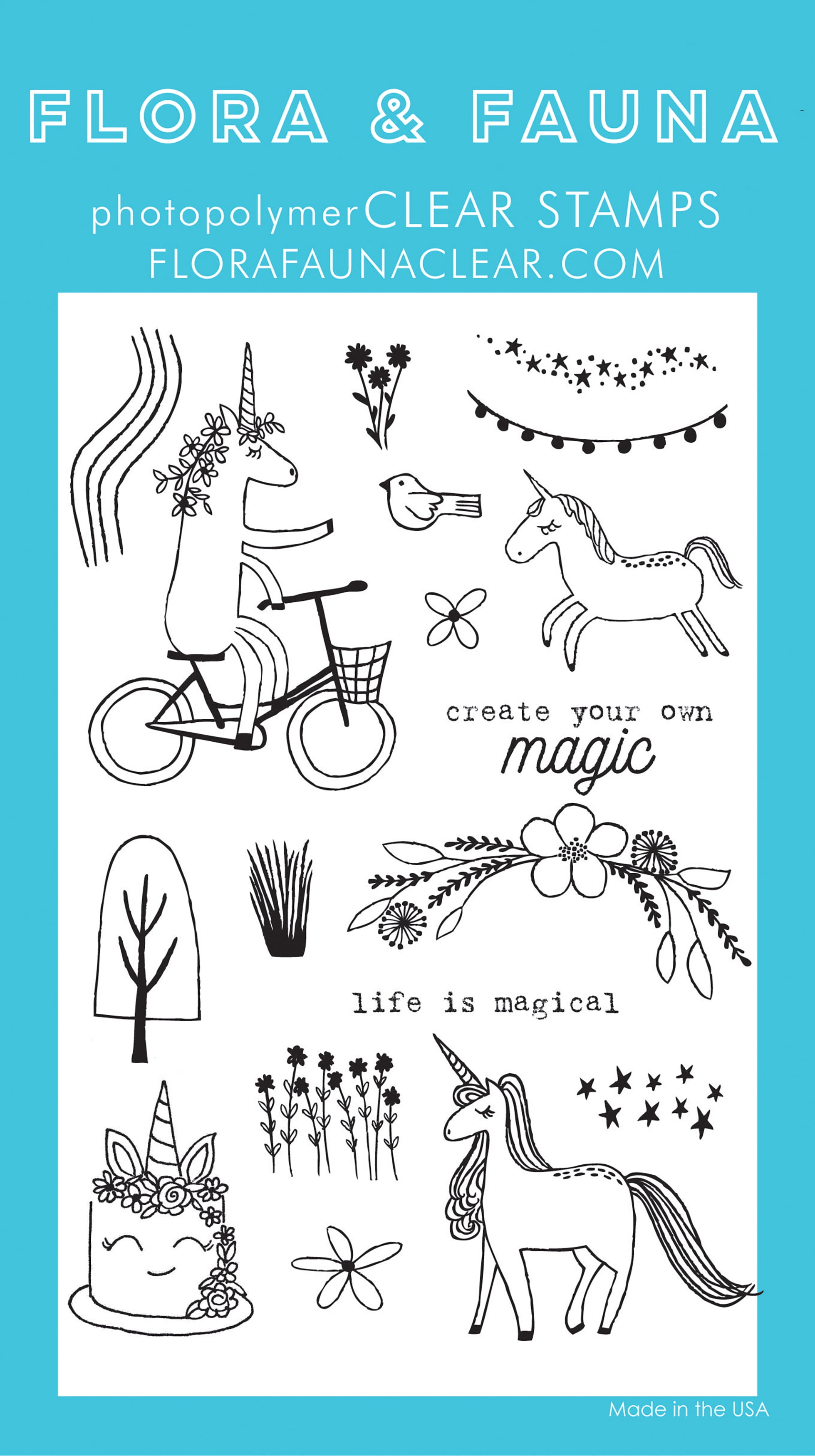 Flora & Fauna Clear Stamps 4"X6" Unicorn Magic