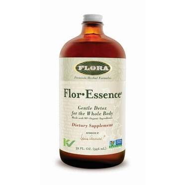Flora Flor Essence Liquid Tea Blend 32fl oz LARGE - Gentle Detox Cleanse with Burdock Root, Slippery Elm, Kelp, Thistle - Premium Organic Ingredients