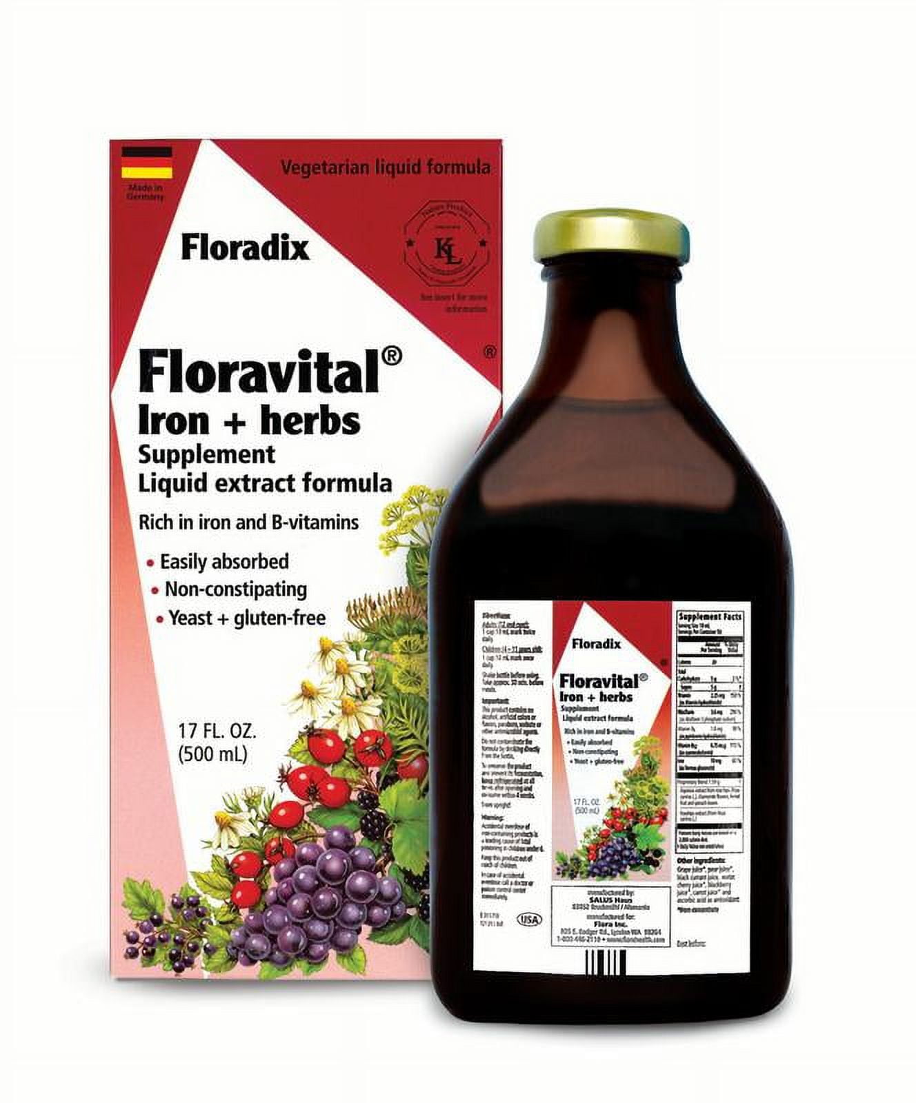 Salus-Haus Floravital Iron plus Herbs 17 Oz