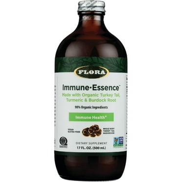Flora Health Flor-Essence with Turkey Tail & Turmeric, Rich in Polysaccharides, 35+ Phenolic Compounds with Antioxidants and Immunity Support, 17-fl. oz. Glass Bottle
