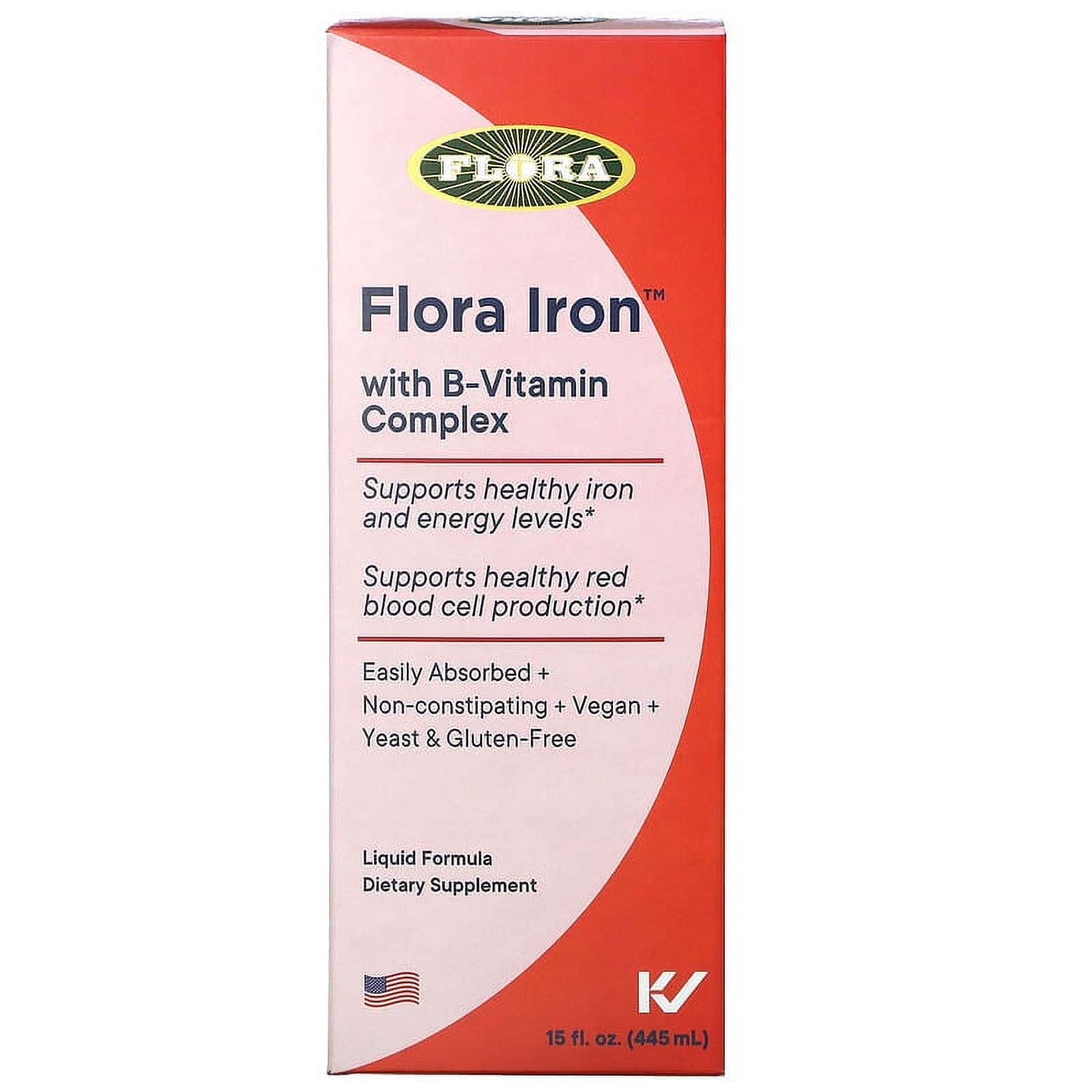 Flora Iron With B-Vitamin Complex, Support Blood Cell Production, 15 Oz..
