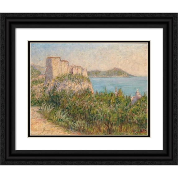 Flora Jaksic 18x15 Black Ornate Wood Framed Double Matted Museum Art Print Titled - A View of Lovri Jenac Fortress in Dubrovnik