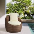 thumbnail image 1 of Flora Modern Wicker / Rattan Outdoor Arm Chair in Dark Brown/Beige, 1 of 1