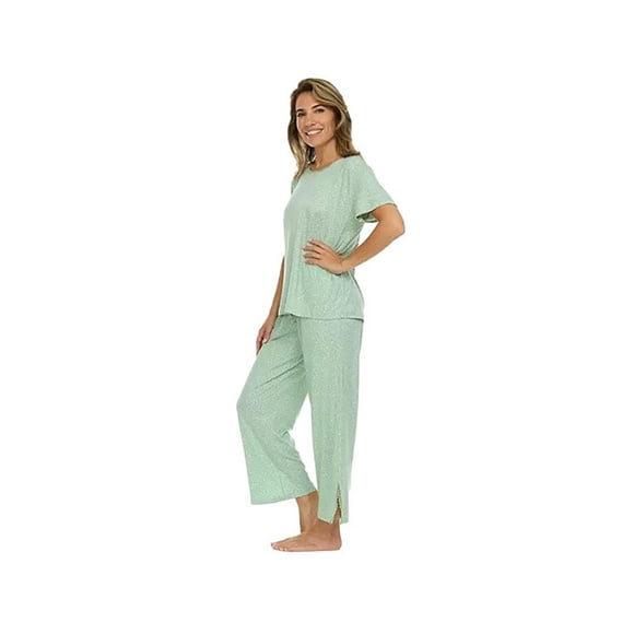 Women's 2 Piece Pajama Set in Green Dot Size XS